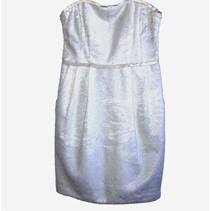 NANETTE LEPORE 6 White Sequin Morning Mist Strappy Removable Strap Dress $348